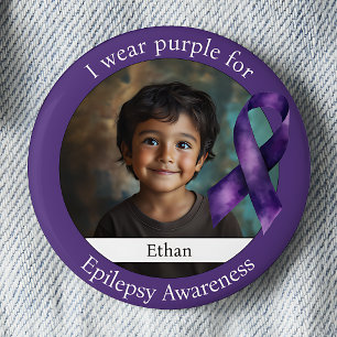 Paars dragen voor Epilepsiebewustzijn Foto Ronde Button 5,7 Cm