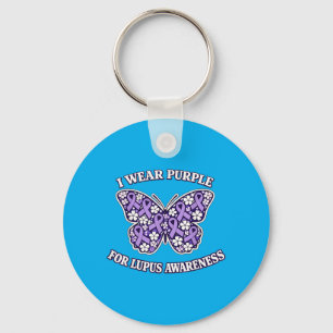Paars dragen voor Lupus-bewustzijn Vlinderkrijger Sleutelhanger