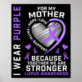 Paars dragen voor mama Lupus Awareness Lint Hart Poster