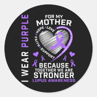 Paars dragen voor mama Lupus Awareness Lint Hart Ronde Sticker