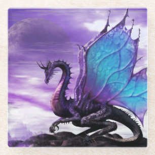 Paars dragon Glass Onderzetter