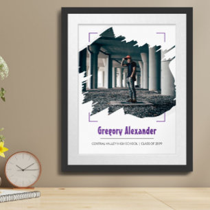 Paars Edgy Abstract Afstuderen van de Foto van de  Poster