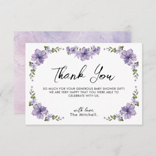 Paars een beetje wilde bloem is onderweg, bedankt (Voorkant / Achterkant)