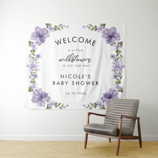 Paars een beetje wilde bloem is onderweg het scrip wandkleed (In Situ (horizontaal))