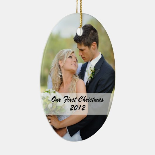 Paar's eerste kerstfoto-versiering keramisch ornament (Rechts)