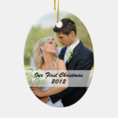 Paar's eerste kerstversiering met foto keramisch ornament (Achterkant)