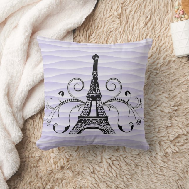 Paars Eiffel Towel Vlaams Sierkussen (Deken)