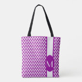 Paars Elegant Chevron Design met monogram Draagtas (Achterkant)