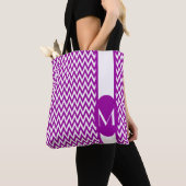 Paars Elegant Chevron Design met monogram Draagtas (Dichtbij)
