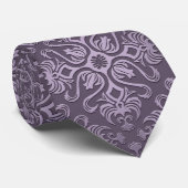 Paars Elegant Damask Mannen Stropdas (Opgerold)
