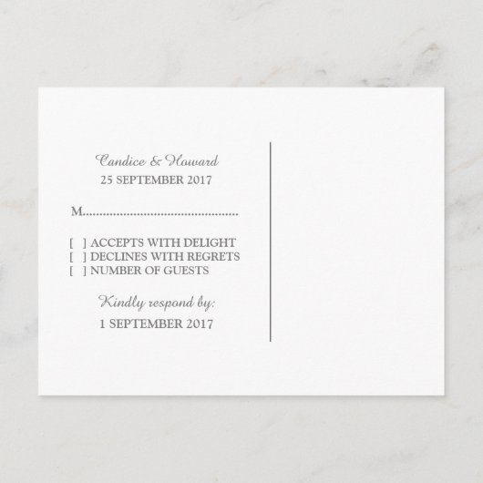 Paars Elegant Lace RSVP Briefkaart (Achterkant)