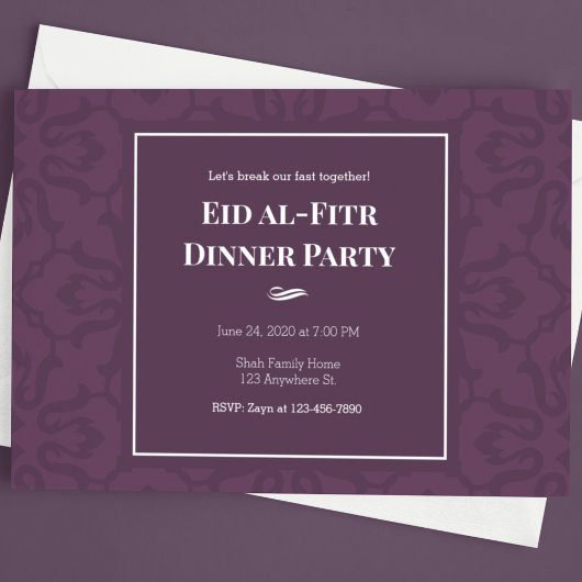 Paars Elegant Pattern Eid al-Fitr Kaart