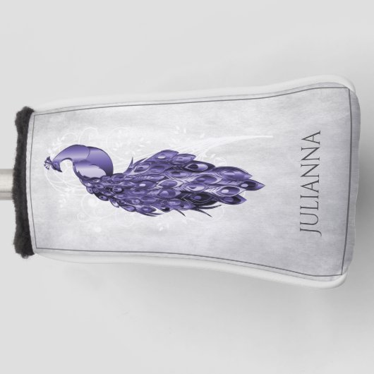 Paars Elegant Peacock Golf Head Hoesje Golfheadcover (Voorkant)