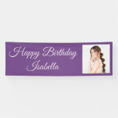 Paars Elegant Script Happy Birthday Spandoek (Horizontaal)