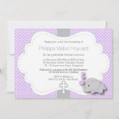 Paars - Elephant 🐘 Baby - Christening Kaart (Voorkant)