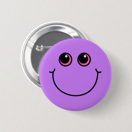 Paars Emoji Face glimlachen Ronde Button 5,7 Cm (Voorkant /achterkant)