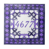 Paars en antraciet klein huisnummer tegeltje (Voorkant)