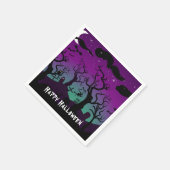 Paars en aqua haunted graveyard Halloween Servet (Hoek)