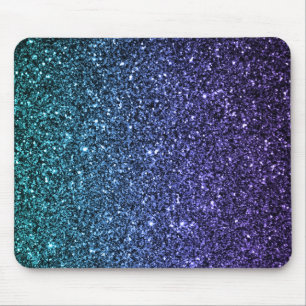 Paars en Aqua Ombre Faux Glitter Muismat