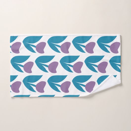 Paars en blauw Abstract bloempatroon Bad Handdoek (Handdoek)