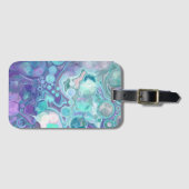  Paars en blauw Abstract Faux Marble Bagagelabel (Voorkant (horizontaal))