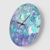 Paars en blauw Abstract Faux Marble Grote Klok (Hoek)