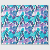 Paars en blauw Abstract geschilderd Cadeaupapier (Vlak)