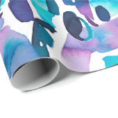 Paars en blauw Abstract geschilderd Cadeaupapier (Rol Hoek)