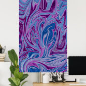 Paars en blauw abstract schilderij poster (Thuiskantoor)