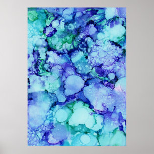 Paars en blauw abstract schilderij poster