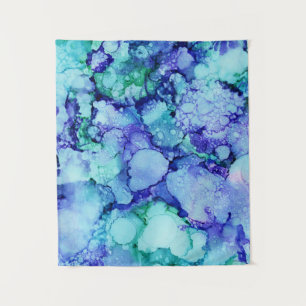 Paars en blauw abstract schilderij wandkleed