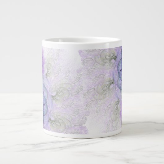 Paars en blauw Abstract trapsontwerp Extra Grote Mok (Voorkant)
