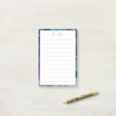 Paars en blauw bloemkool post-it® notes (Op bureau)
