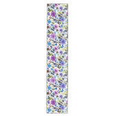 Paars en blauw bloemmotief medium tafelloper (Voorkant)