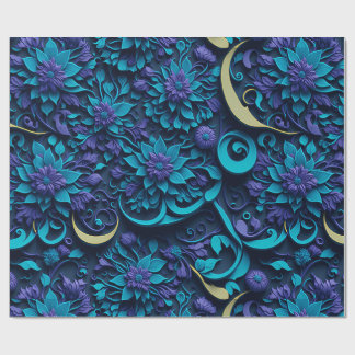 Paars en blauw bloempatroonpapier cadeaupapier