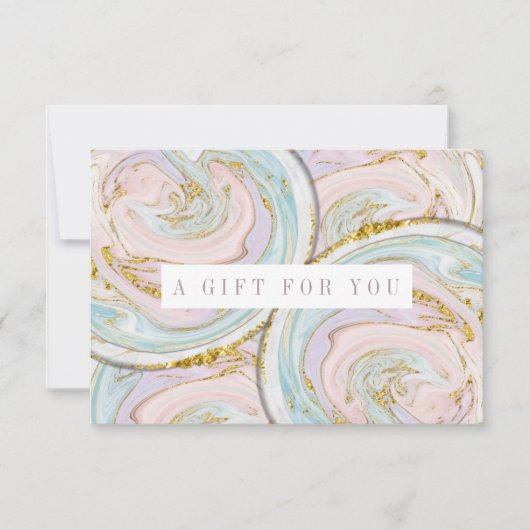 Paars en blauw cadeaucertificaat voor marmer (Voorkant)