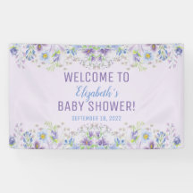 Paars en blauw, Floral Baby Boy Shower