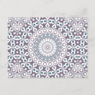 Paars en Blauw Geometrisch Mandala Patroon Briefkaart