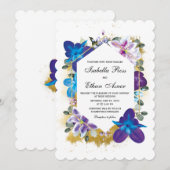 Paars en Blauw Huwelijk template Kaart (Voorkant / Achterkant)