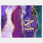 Paars en blauw Peacock Faux Glitter Agate Fleece Deken (Voorkant (Horizontaal))