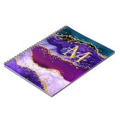 Paars en blauw Peacock Faux Glitter Agate Notitieboek (Linkerzijde)