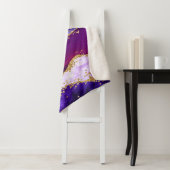 Paars en blauw Peacock Faux Glitter Agate Sherpa Deken (In situ)