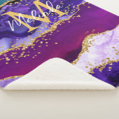 Paars en blauw Peacock Faux Glitter Agate Sherpa Deken (3/4)