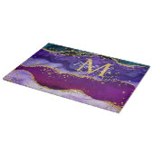 Paars en blauw Peacock Faux Glitter Agate Snijplank (Hoek)