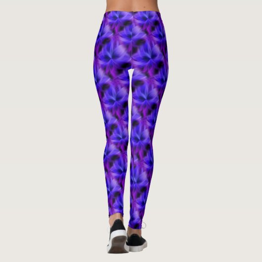Paars en blauw petroleumether Abstract kunstpatroo Leggings (Achterkant)