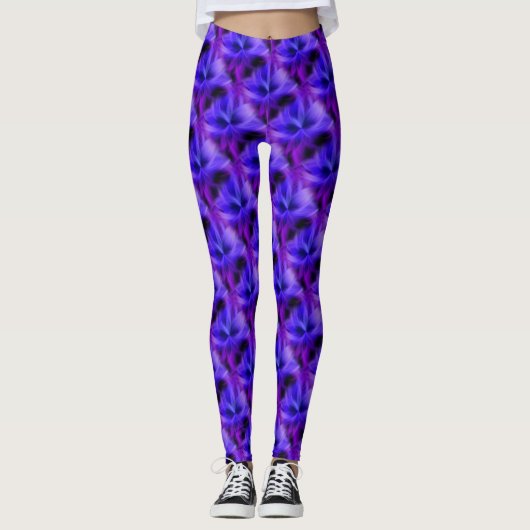 Paars en blauw petroleumether Abstract kunstpatroo Leggings (Voorkant)