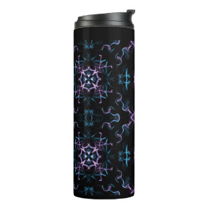 Paars en blauw plein Mandala Thermosbeker