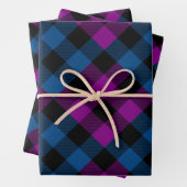 Paars en blauw Quilt Buffalo Plaid Holiday Inpakpapier Vel (In situ)