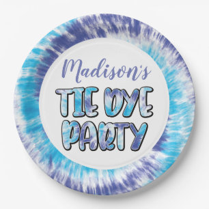 Paars en blauw Tie Dye Happy Birthday, elke leefti Papieren Bordje