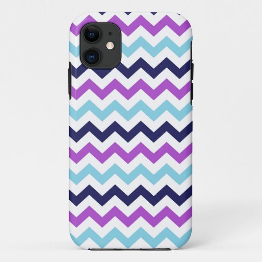 Paars en blauw Zig Zag Chevrons Pattern Case-Mate iPhone Case (Achterkant)